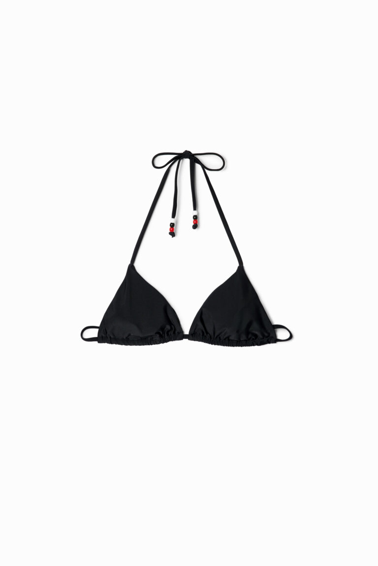 Desigual Top bikini triangular Stella Jean, Negro