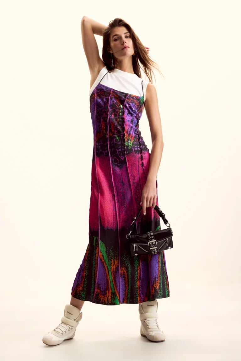 Desigual Vestido combinado diseñado por Mr. Christian Lacroix, Mujer, Viscosa, Rojo