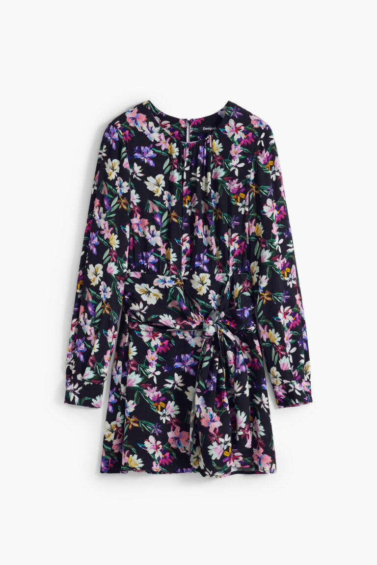 Desigual Vestido corto floral nudo, Viscosa