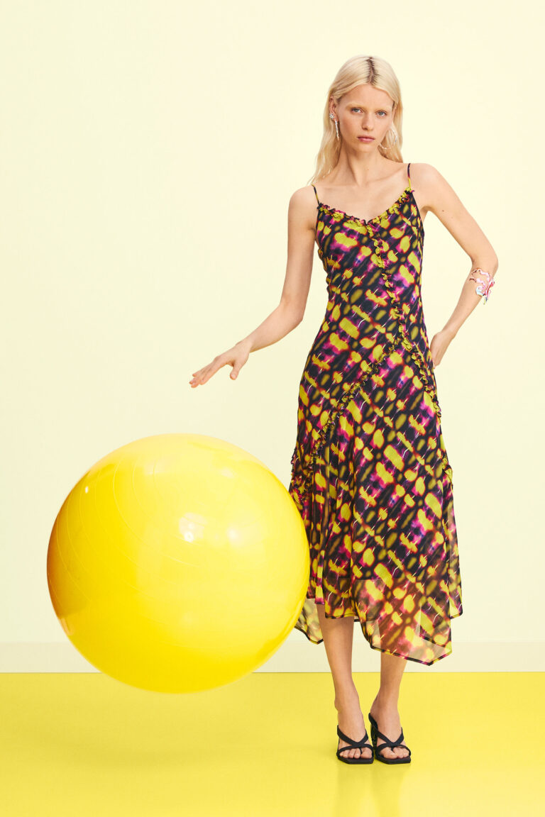 Desigual Vestido midi tirantes, Mujer, Poliester, Verde