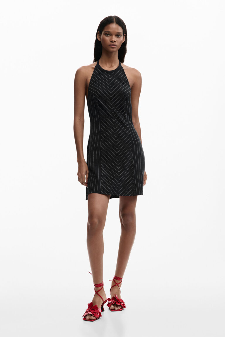 Desigual Vestido mini halter, Mujer, Azul
