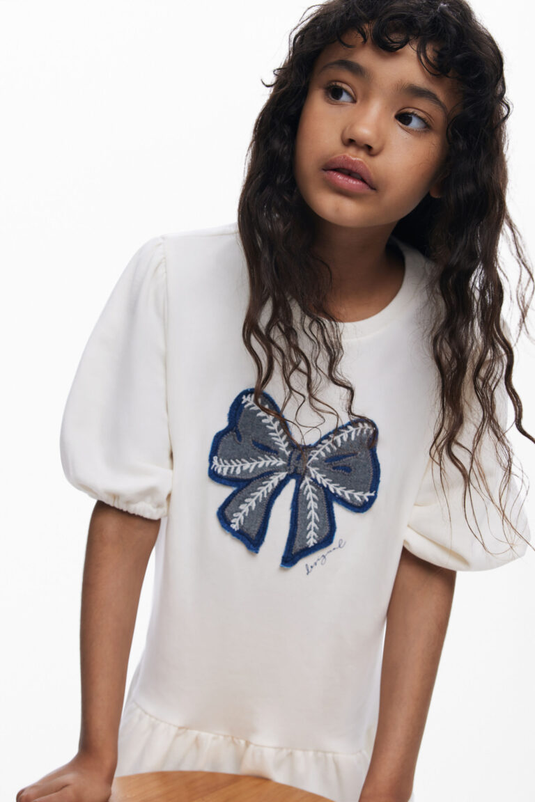 Desigual Vestido sudadera lazo, NiñOs, Algodon, Blanco, 3/4