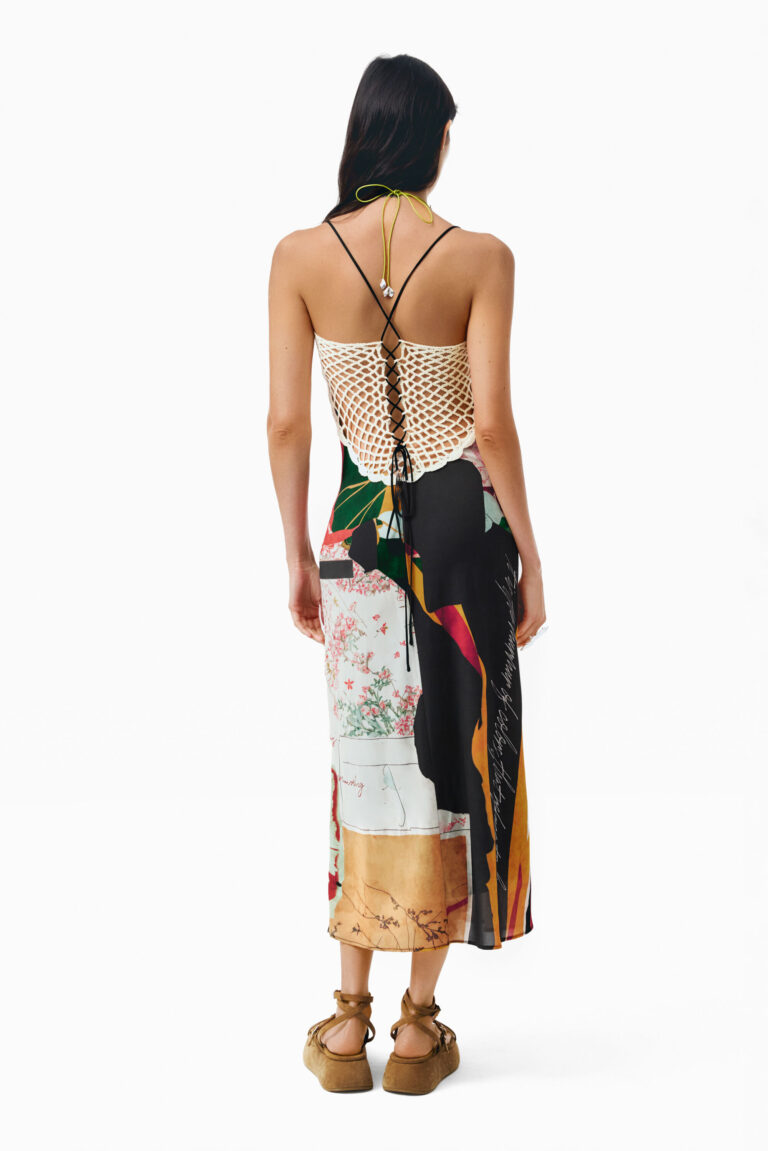 Desigual Vestido Tirantes Punto, Mujer, Poliester, Negro