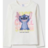 Disney Camiseta Blanca De Niña En Algodón Elástico Regular Fit Con Estampado, Niña, Blanco óptico, Talla: 4-5