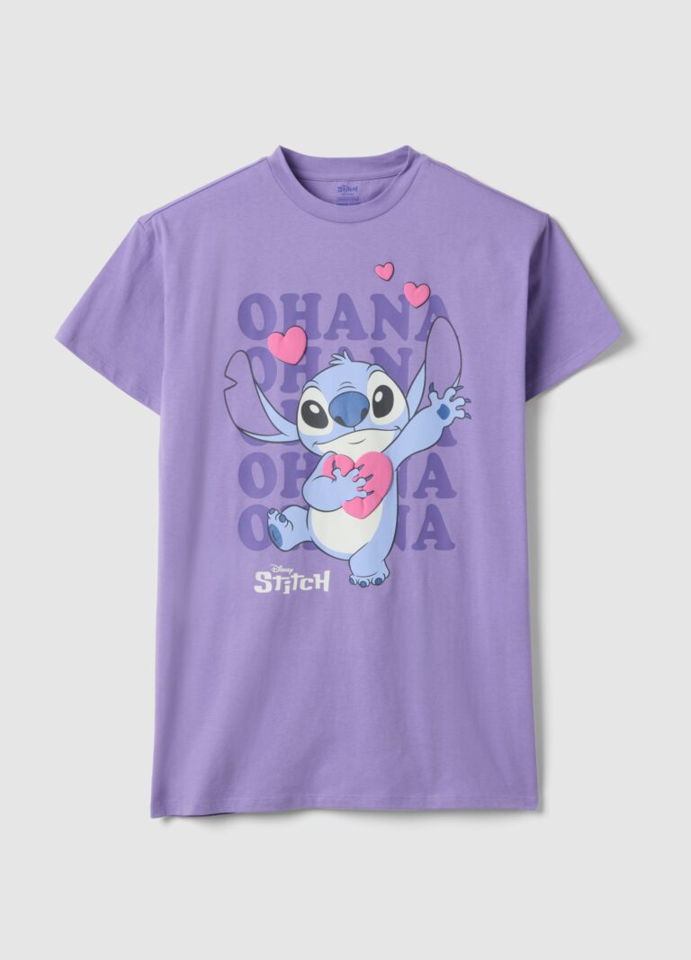 Disney Camisón Morado De Algodón Puro Para Niñas, Ajuste Regular Con Stitch, Niña, Lavanda, Talla: 10-11