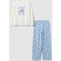 Disney Pijama Multicolor Para Niña De Algodón Puro Con Ajuste Regular Y Estampado, Niña, Blanco/azul claro, Talla: 10-11