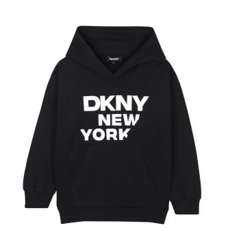 Dkny unisex para niños. D62248 Sudadera con logo estampado negro (4Y= 102cm), Casual, Algodón, moda infanti