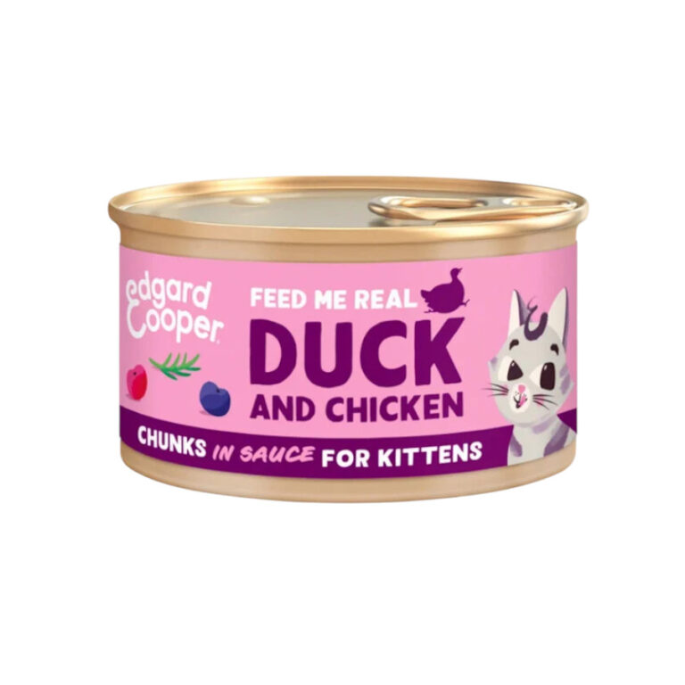 Edgard & Cooper 24 latas x 85 g Edgard & Cooper Kitten Trocitos de Pato y Pollo en Salsa lata para gatos ¡Pack Ahorro!