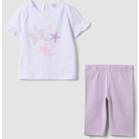 Fagottino Conjunto Blanco Y Rosa De Algodón Puro Con Camiseta Y Leggings, Niña, Rosa, Talla: 12-18