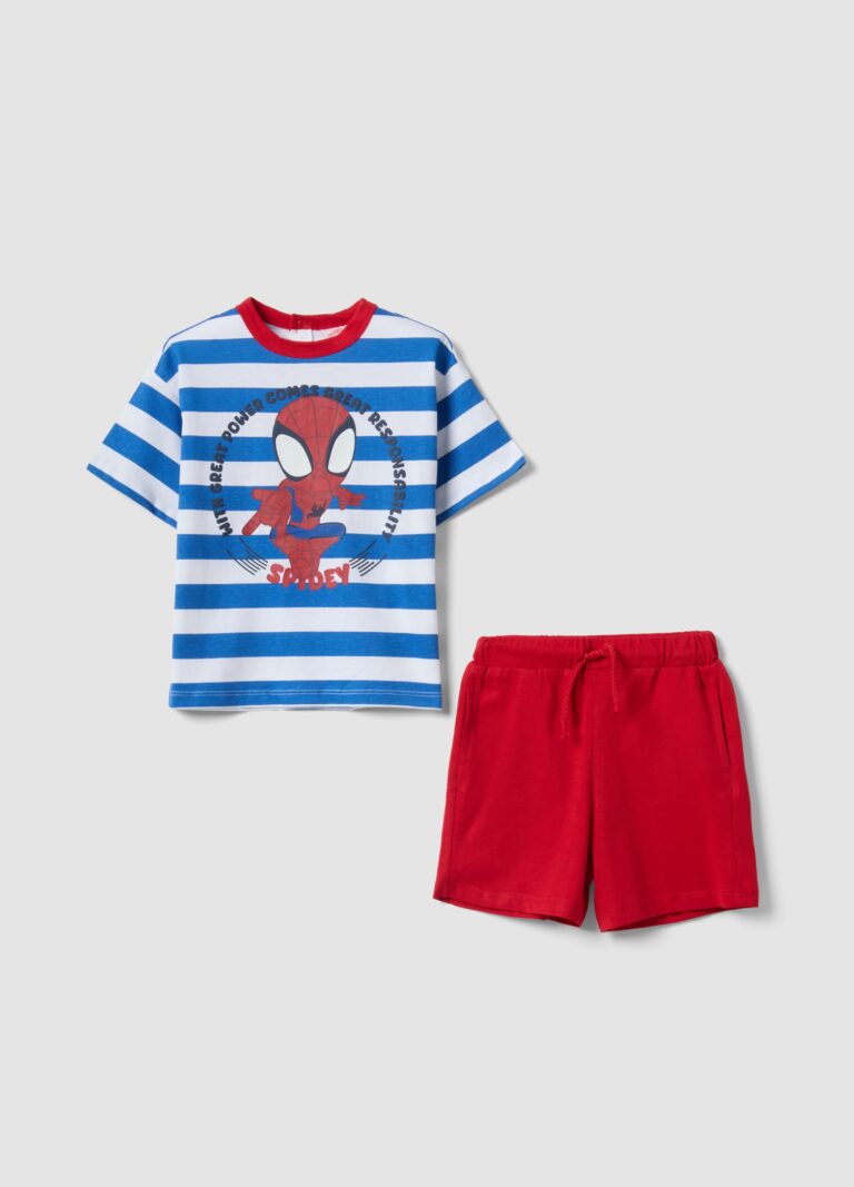 Fagottino Conjunto Multicolor De Algodón Puro Para Niño, Corte Regular, Con Spider-man, Niño, Blanco/azul/rojo, Talla: 18-24
