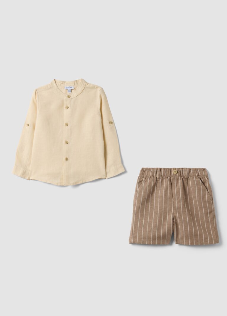 Fagottino Conjunto Multicolor De Mezcla De Lino Y Algodón Para Niños, Niño, Beige/Marrón, Talla: 30-36