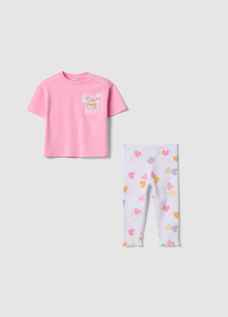 Fagottino Conjunto Rosa De Algodón Elástico Para Niña Con Estampado, Niña, Rosa Claro, Talla: 12-18