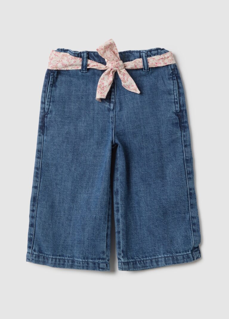 Fagottino Pantalones Azul Amplio De Mezcla De Algodón Para Niña, Niña, Azul vaquero, Talla: 9-12