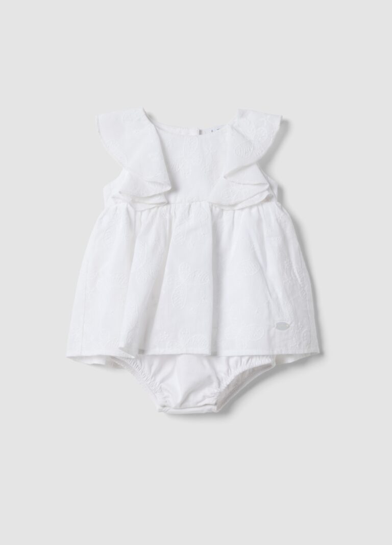 Fagottino Pelele Blanco De Algodón Puro Para Bebé Niña Con Bordados, Bebé Niña, Blanco, Talla: 1-3