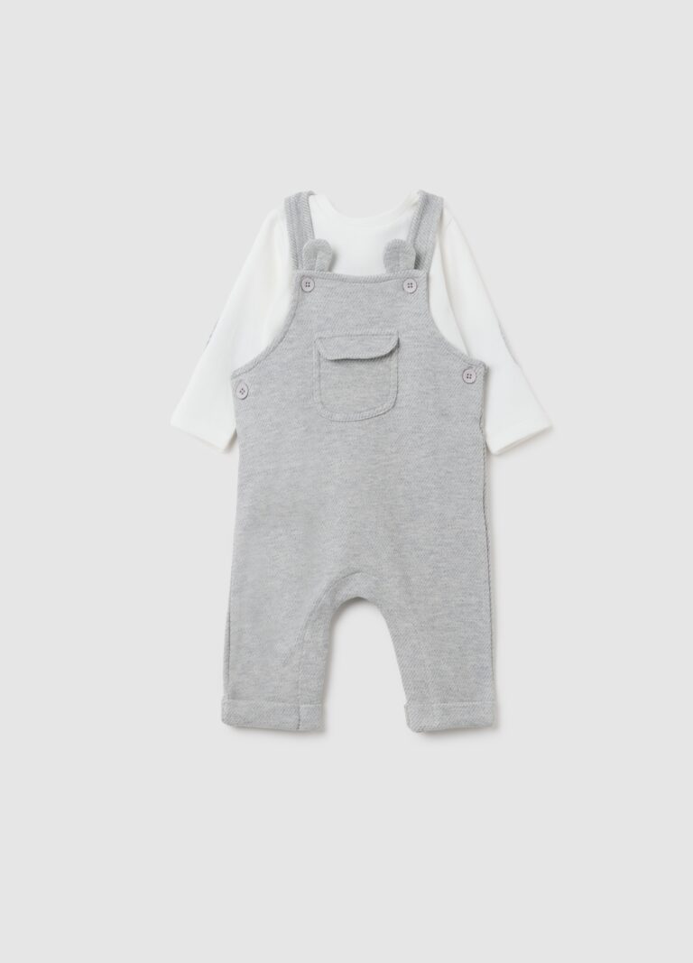 Fagottino Peto De Bebé En Felpa Gris, Bebé Niño, Gris jaspeado, Talla: 1-3