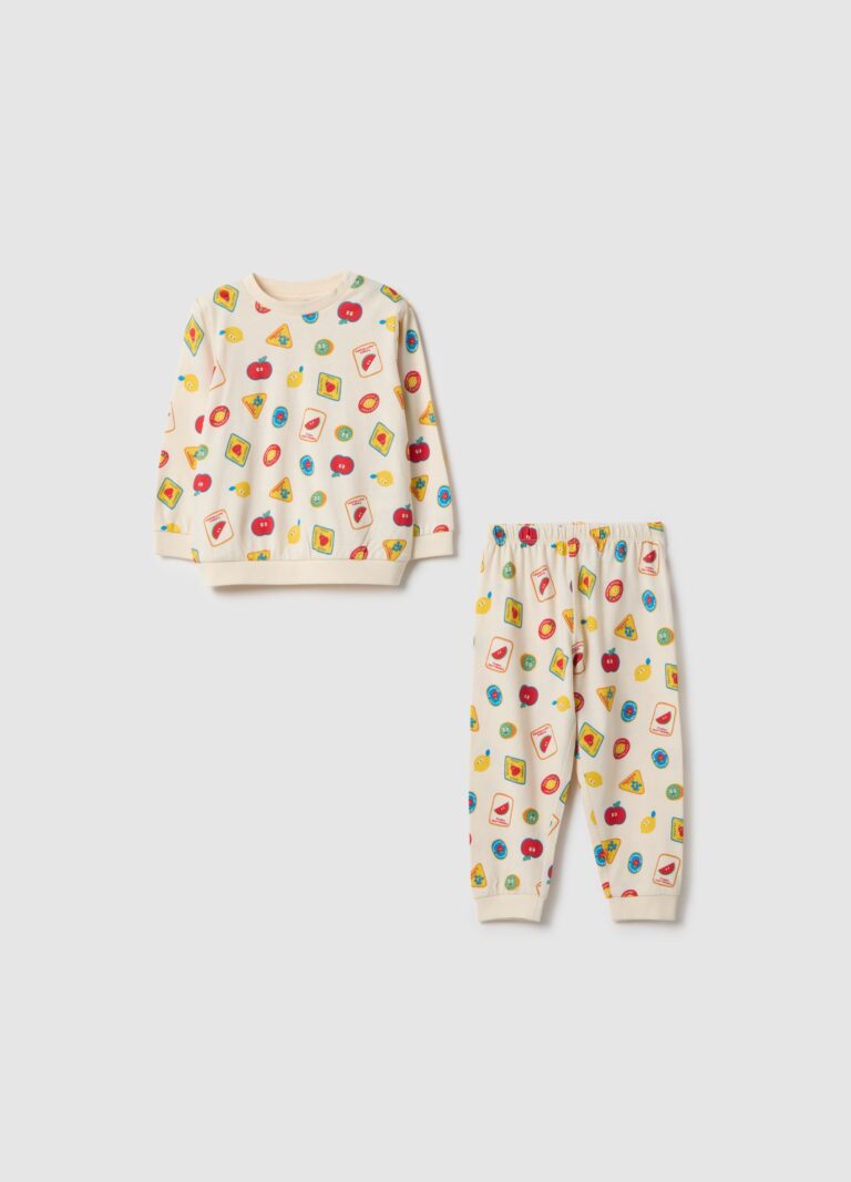 Fagottino Pijama Multicolor Para Recién Nacido En Algodón Puro De Ajuste Regular Con Estampados, Niño, Beige/Rojo, Talla: 9-12