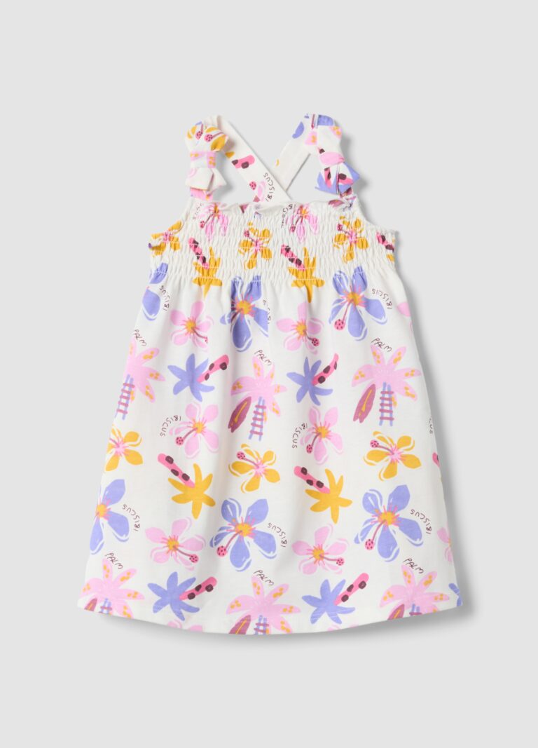 Fagottino Vestido Blanco De Algodón Puro Con Estampado Floral Para Bebé Niña, Niña, Blanco/amarillo, Talla: 9-12