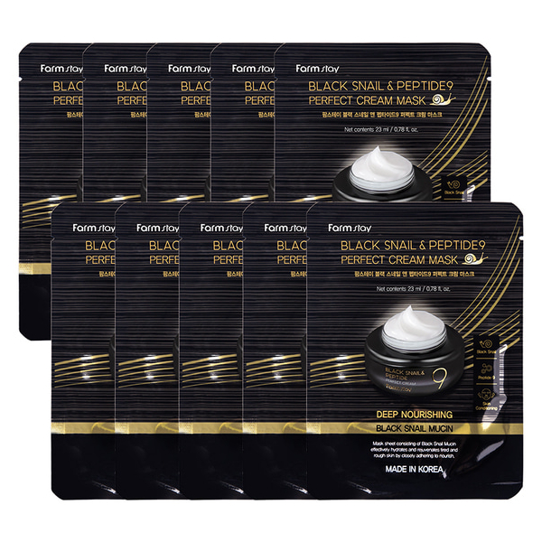 Farm Stay Black Snail & Peptide9 Perfect Cream Mask - 10pieza