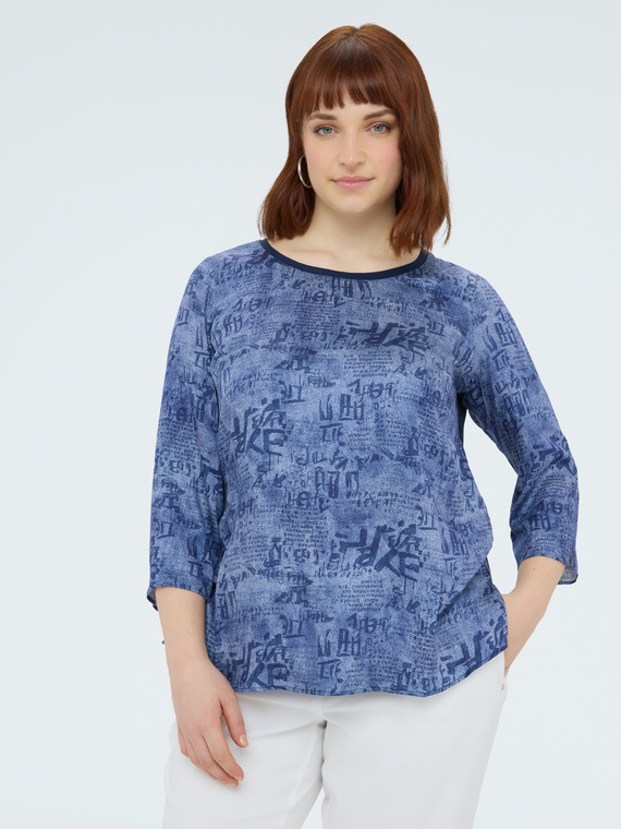 Fiorella Rubino Blusa bimaterial con estampado lettering