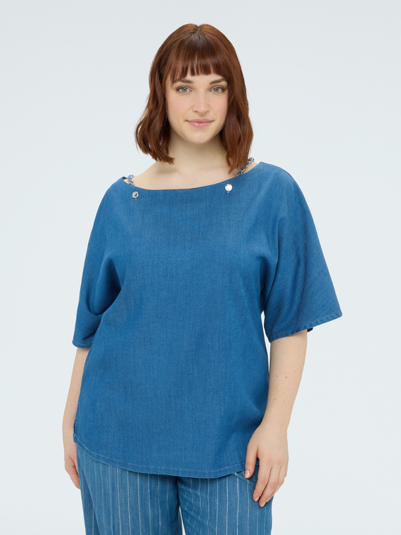 Fiorella Rubino Blusa con escote barco en tence