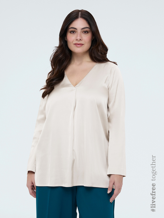 Fiorella Rubino Blusa escote en V en raso de viscosa