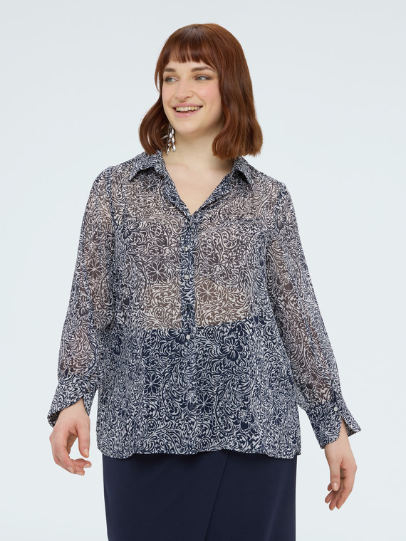 Fiorella Rubino Camisa de crepón con estampado flora