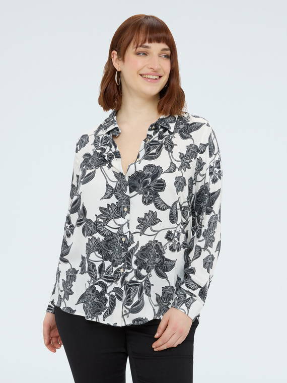 Fiorella Rubino Camisa de raso con estampado flora