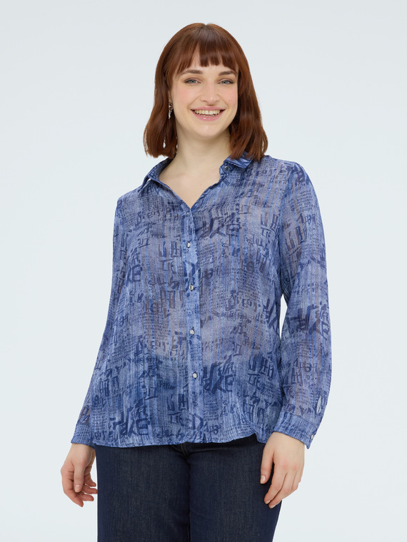 Fiorella Rubino Camisa en crepón con estampado lettering