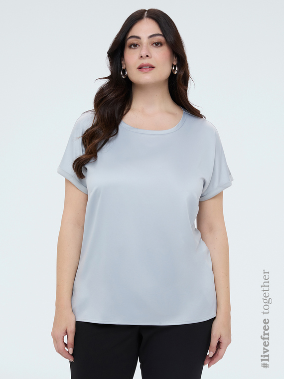 Fiorella Rubino Camiseta bimaterial con cuello redondo