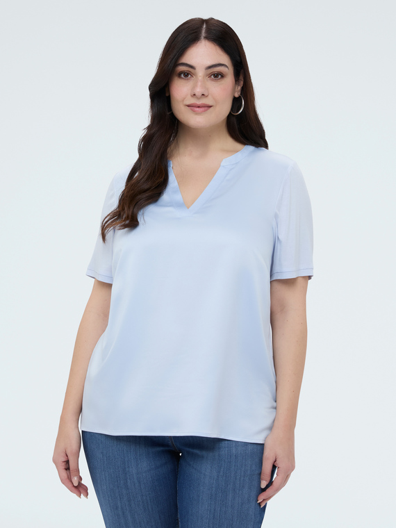 Fiorella Rubino Camiseta bimaterial en mezcla de viscosa
