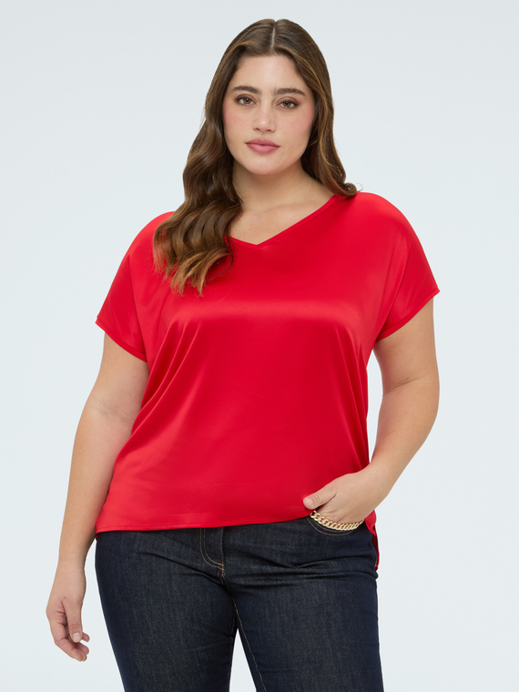 Fiorella Rubino Camiseta bimatérica con escote en V
