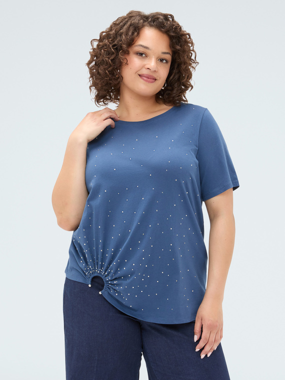 Fiorella Rubino Camiseta con hotfix y detalle de anilla