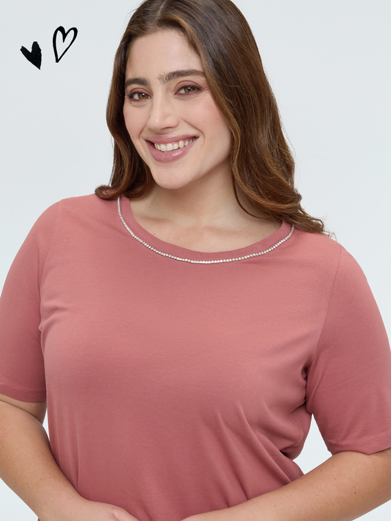 Fiorella Rubino Camiseta de algodón con aplicaciones luminosa