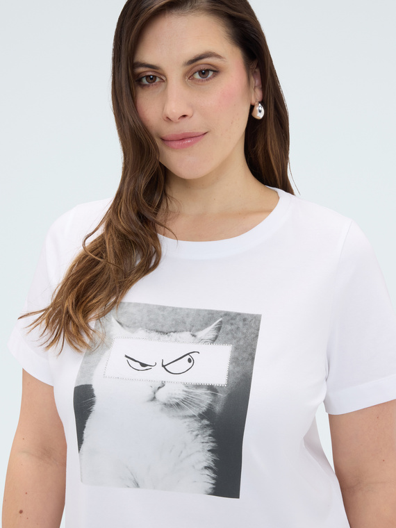 Fiorella Rubino Camiseta de algodón con estampado de gato