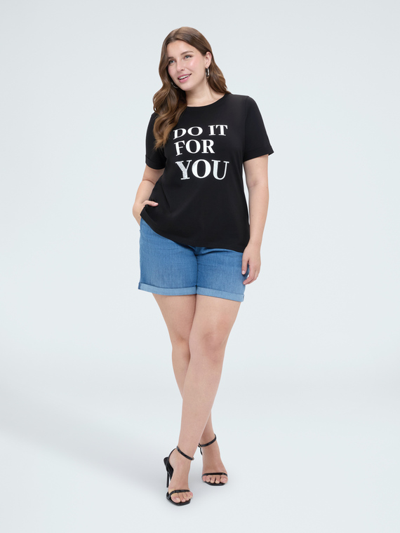 Fiorella Rubino Camiseta de algodón con frase motivaciona