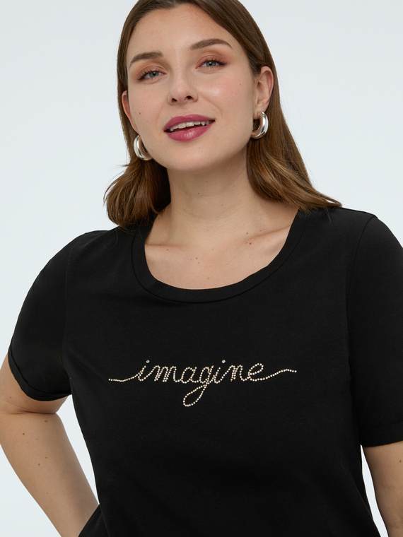 Fiorella Rubino Camiseta de algodón con letras de crista