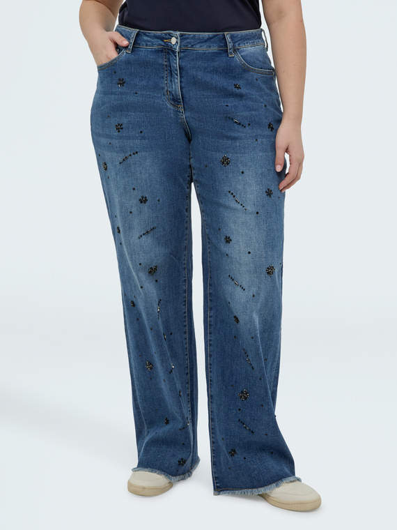 Fiorella Rubino Jeans Straight Leg con aplicaciones decorativa
