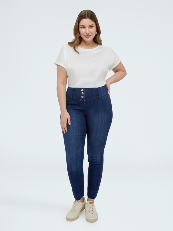 Fiorella Rubino Jeggings azul oscuro con botones decorativo