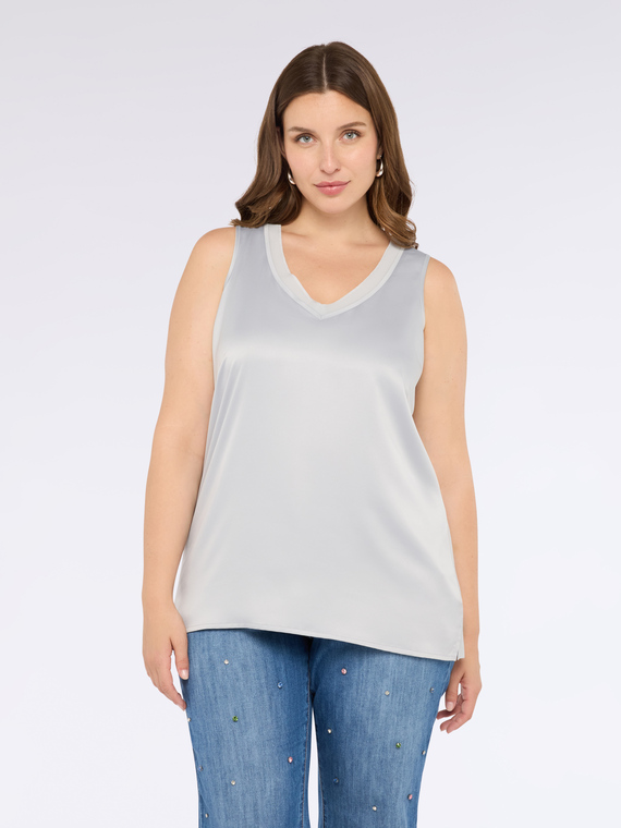 Fiorella Rubino Top bimaterial con escote en V