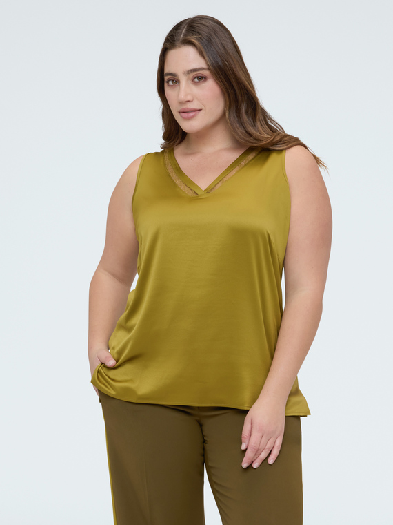 Fiorella Rubino Top con escote en V y detalle de encaje