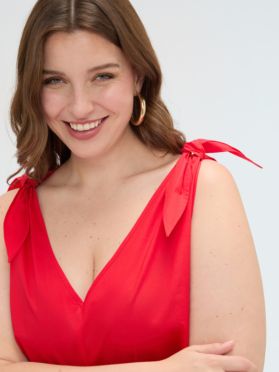 Fiorella Rubino Top de algodón con lazos en los hombro