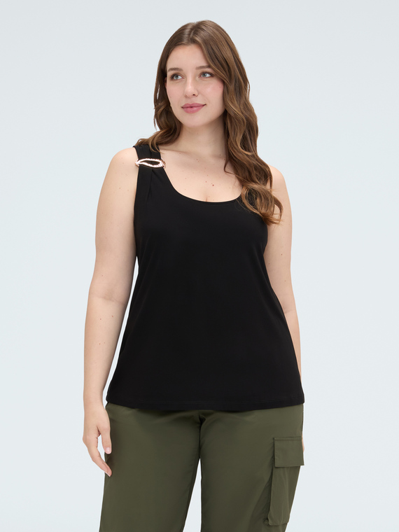 Fiorella Rubino Top de jersey con aplicación joya