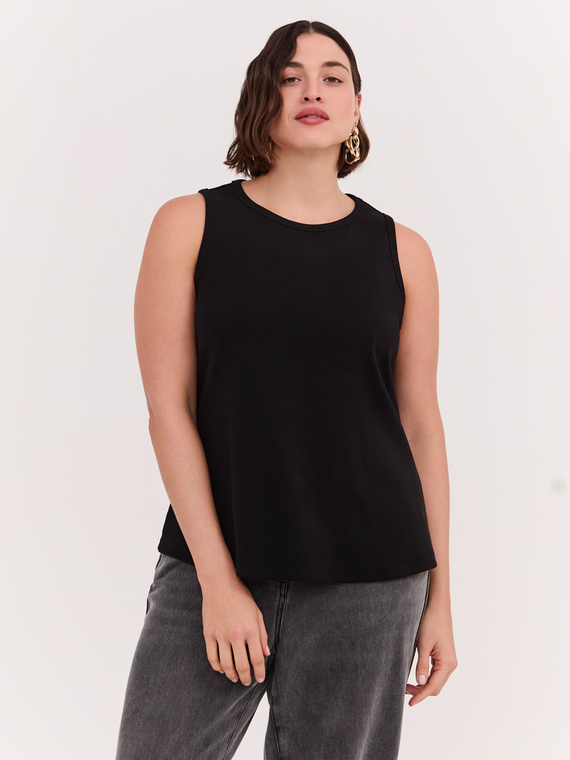 Fiorella Rubino Top de punto de algodón acanalado