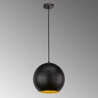 Fischer & HONSEL Lámpara colgante Mylon, negro/oro, esférica