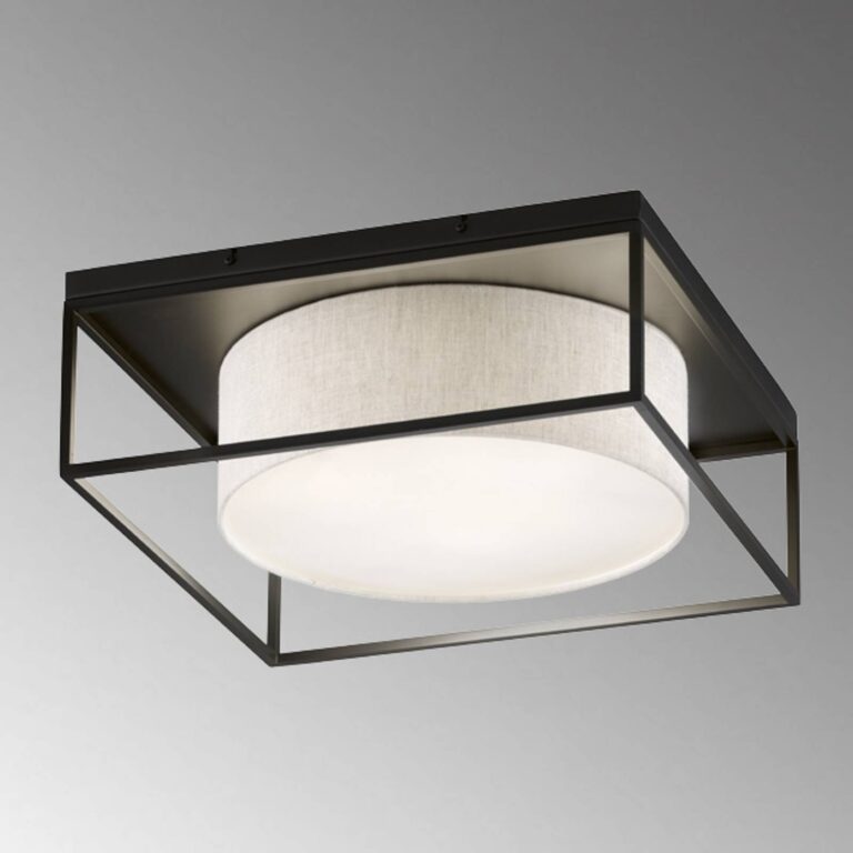 Fischer & HONSEL Plafón Carre 70x70cm pantalla tela blanco