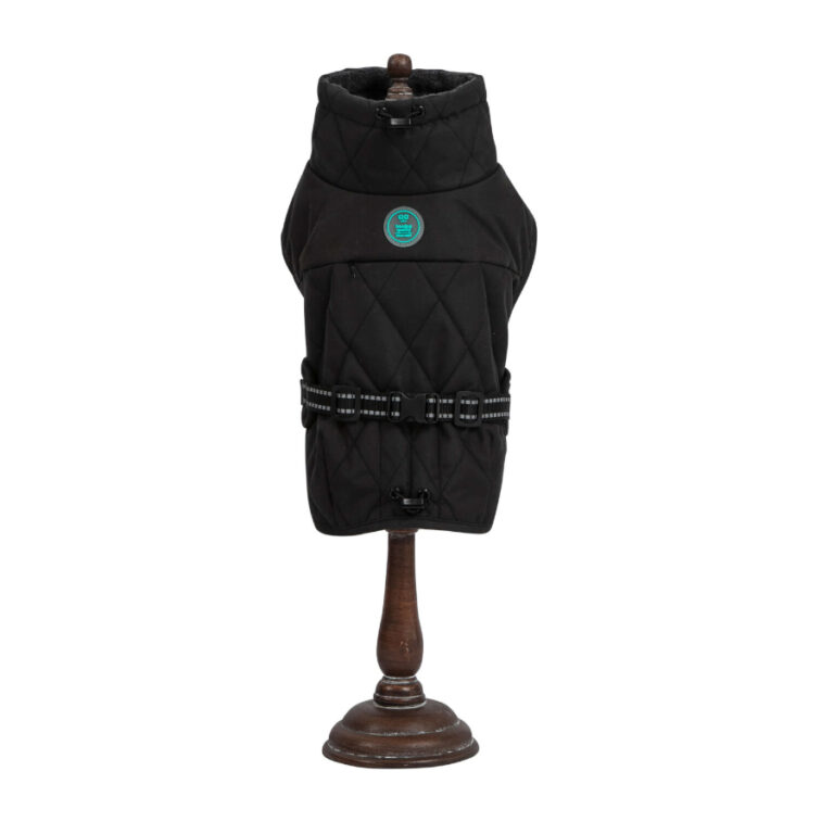 Freedog Oymyakon Negro Abrigo Impermeable con Arnés para perro