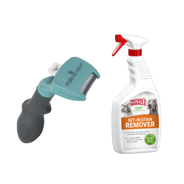 FURminator DeShedding Tool para gatos + Nature's Miracle 709 ml ¡gratis! - Gatos pequeños/pelo corto