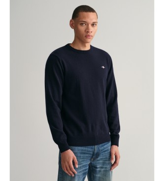 Gant para hombre. 87211 Jersey de cuello redondo marino (3XL), Casual, Lana, Manga larga