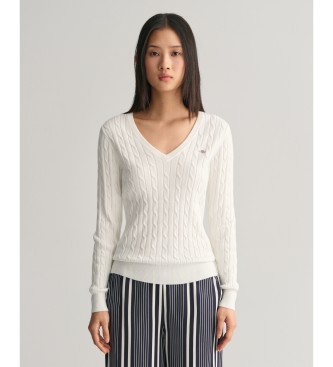 Gant para mujer. 4800101 Jersey de punto de ochos elástico blanco (XS), Casual, Algodón, Manga larga