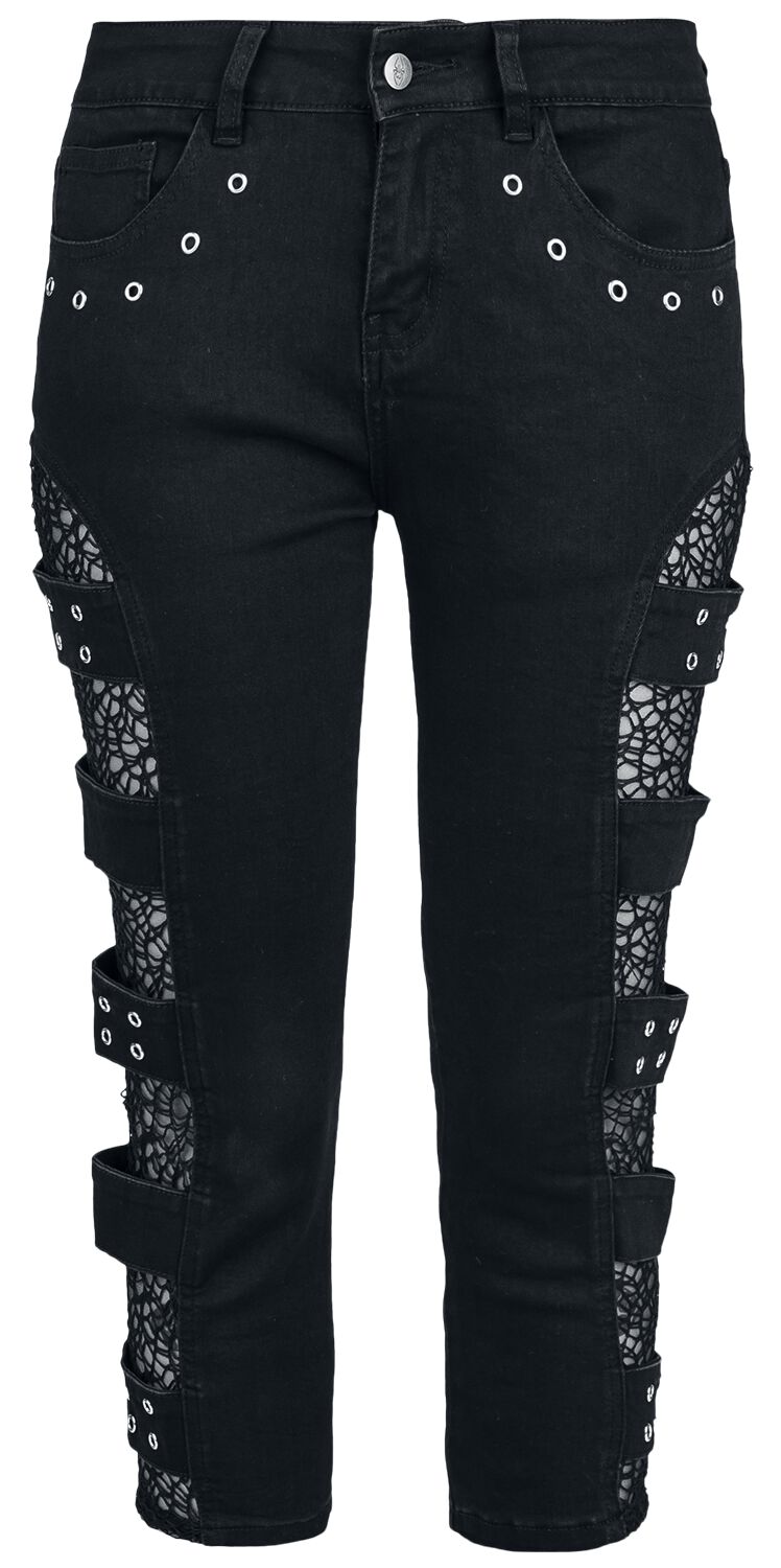 Gothicana by EMP Pantalones cortos Gótico de Gothicana by EMP - Capri Shorts With Mesh Details - 27 32 - para Mujer - Negro
